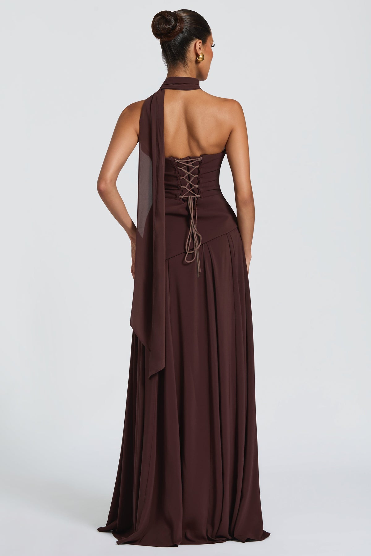 Solid Off-Shoulder Tie-Up Midi Dress