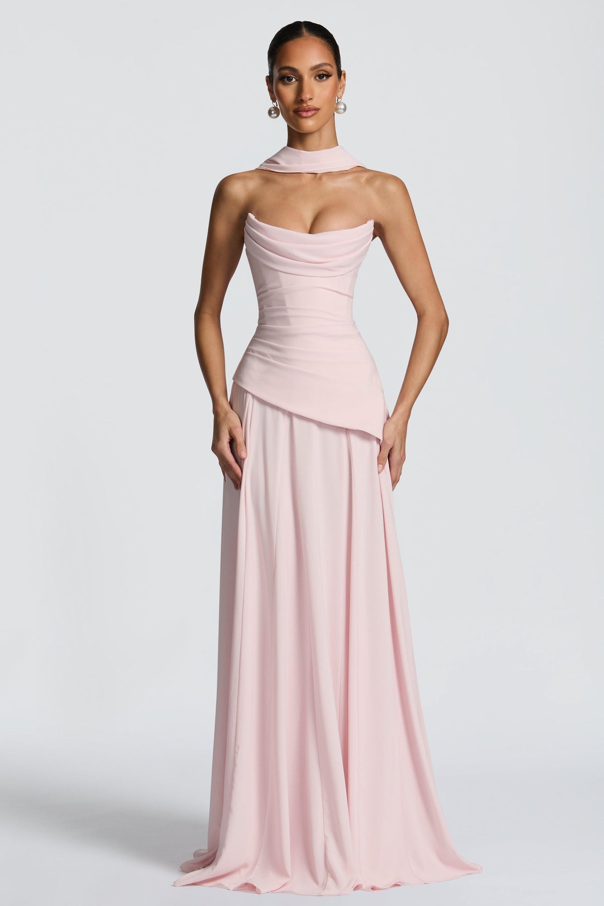 Solid Off-Shoulder Tie-Up Midi Dress