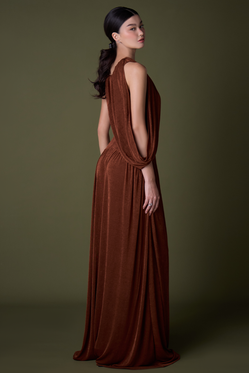 Jersey Gathering Sleeveless Maxi Dress