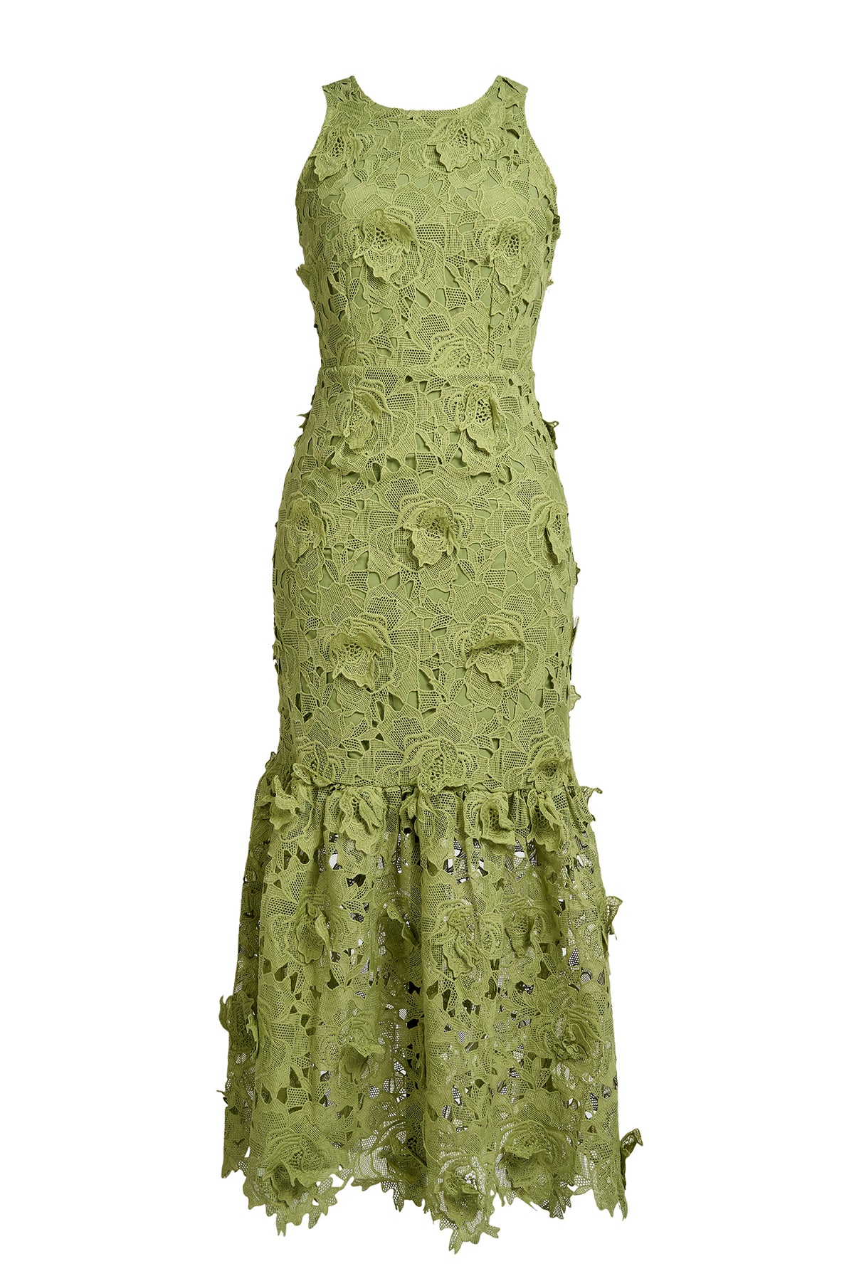 Lace Embroidered Sleeveless Midi Dress
