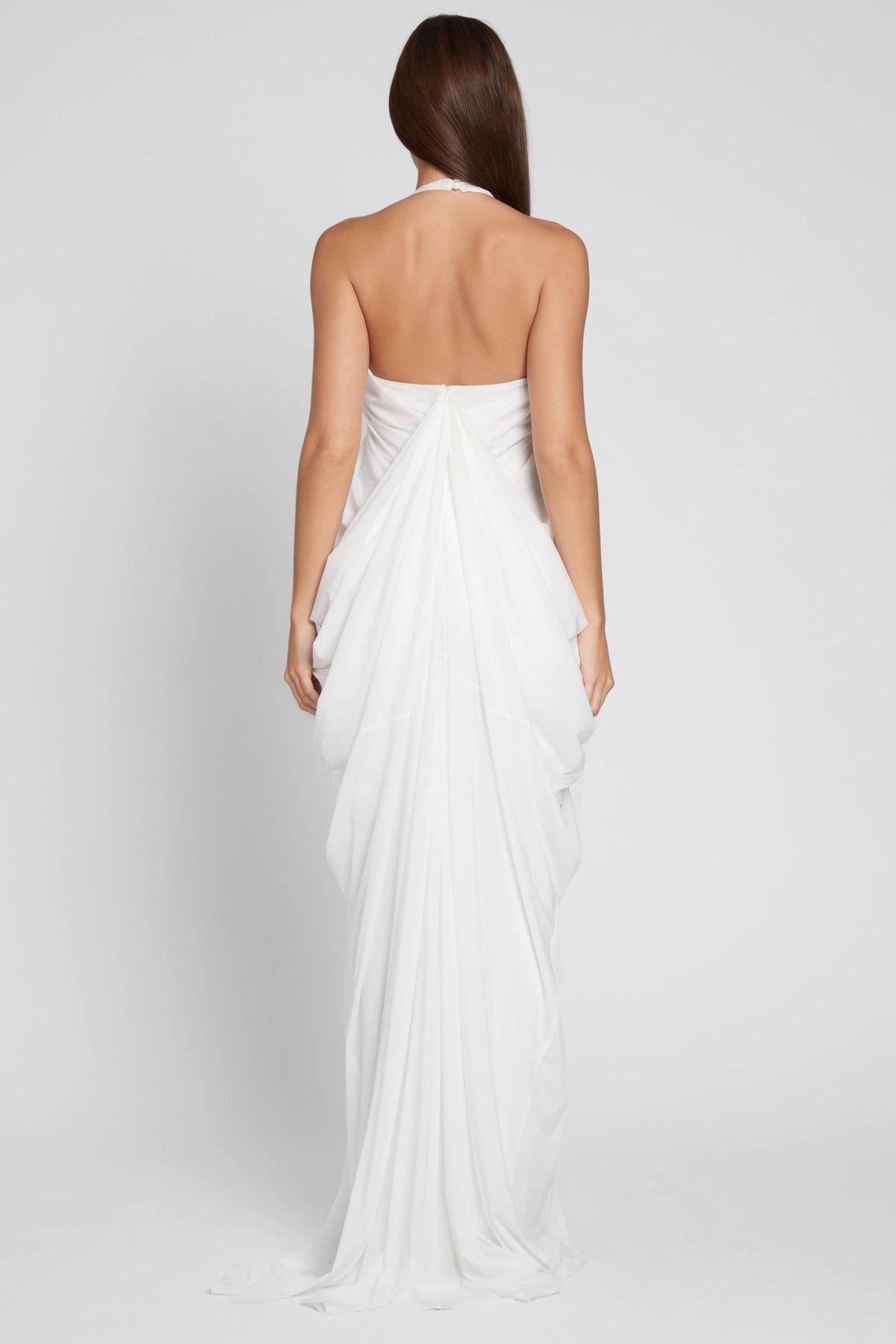 Gathering Halter Neck Backless Maxi Dress