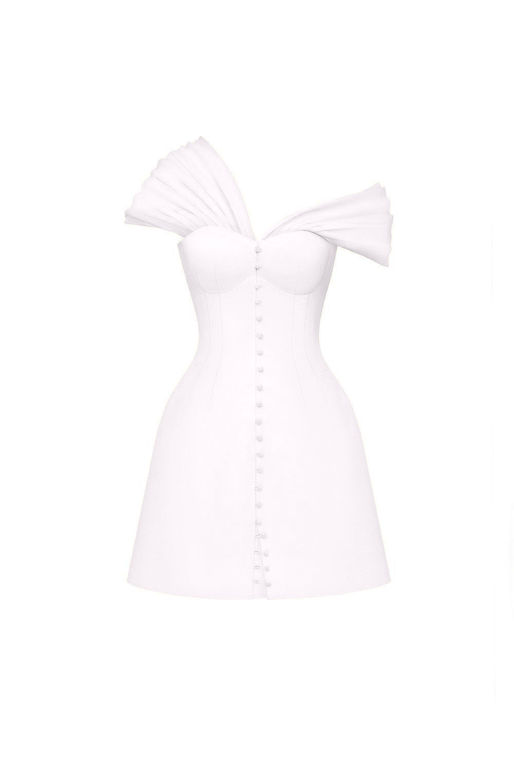 Solid Single Breasted Off-Shoulder Mini Dress