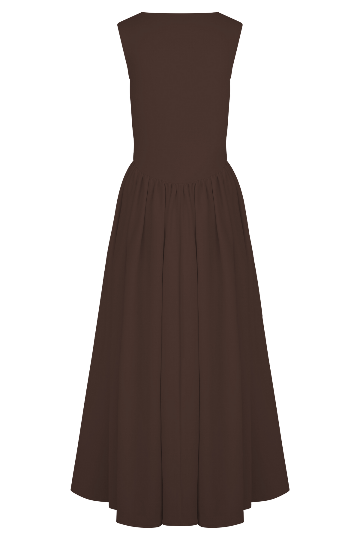 Solid Square Collar Gathering Midi Dress