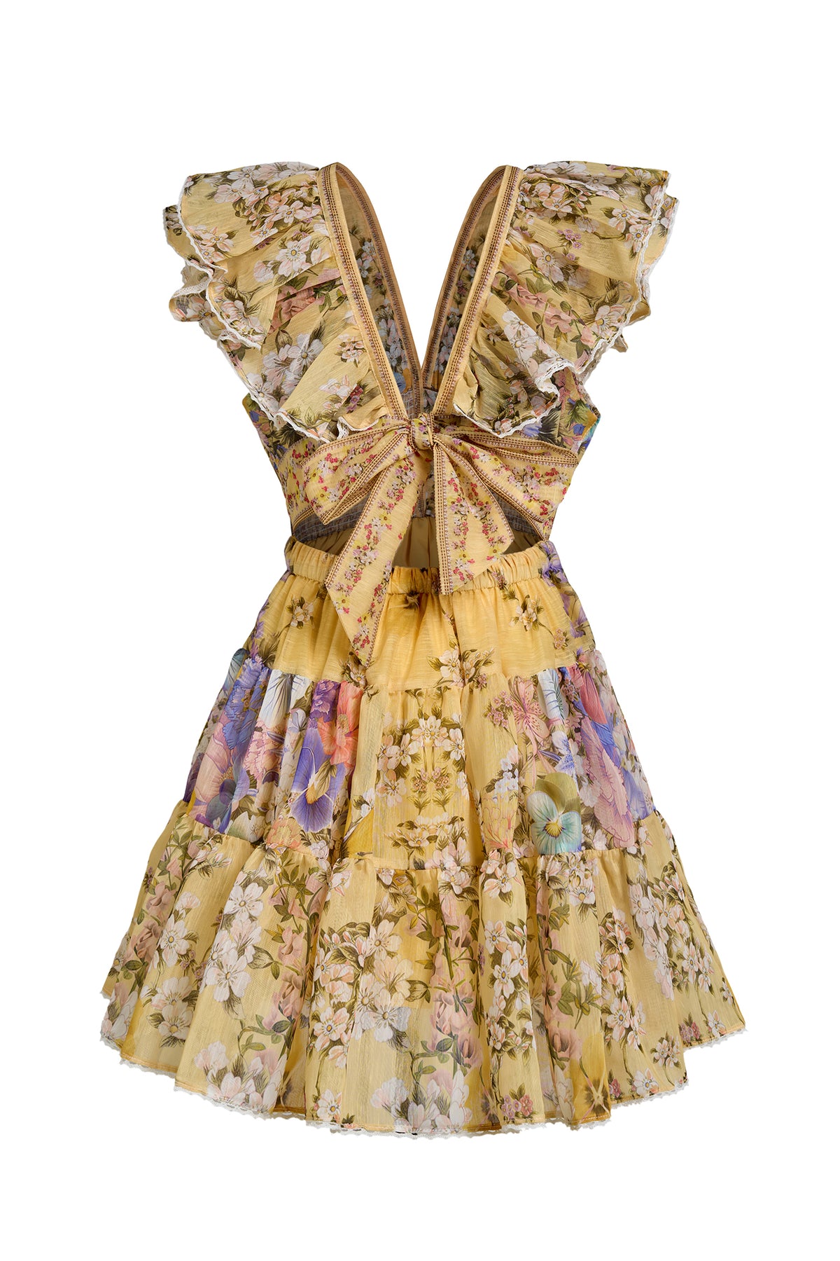 Floral Lace Smocking Mini Dress