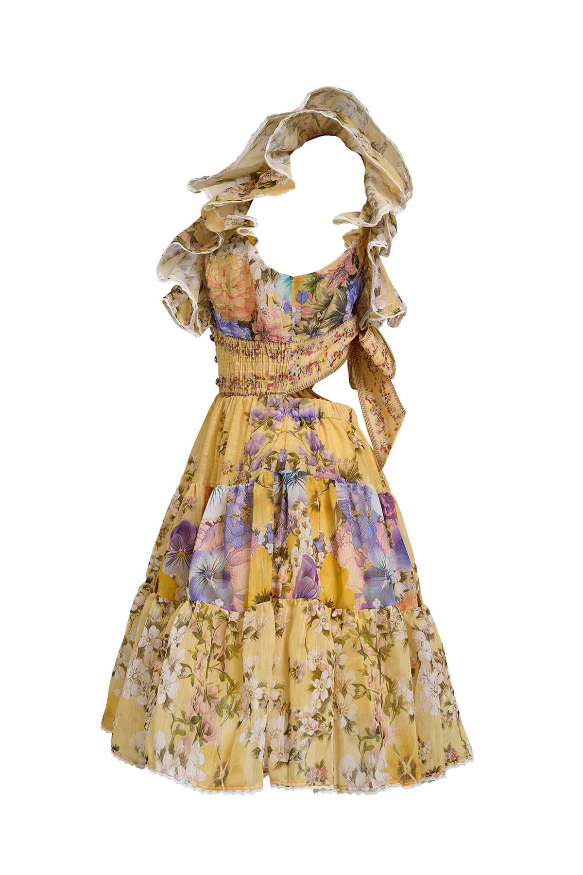 Floral Lace Smocking Mini Dress