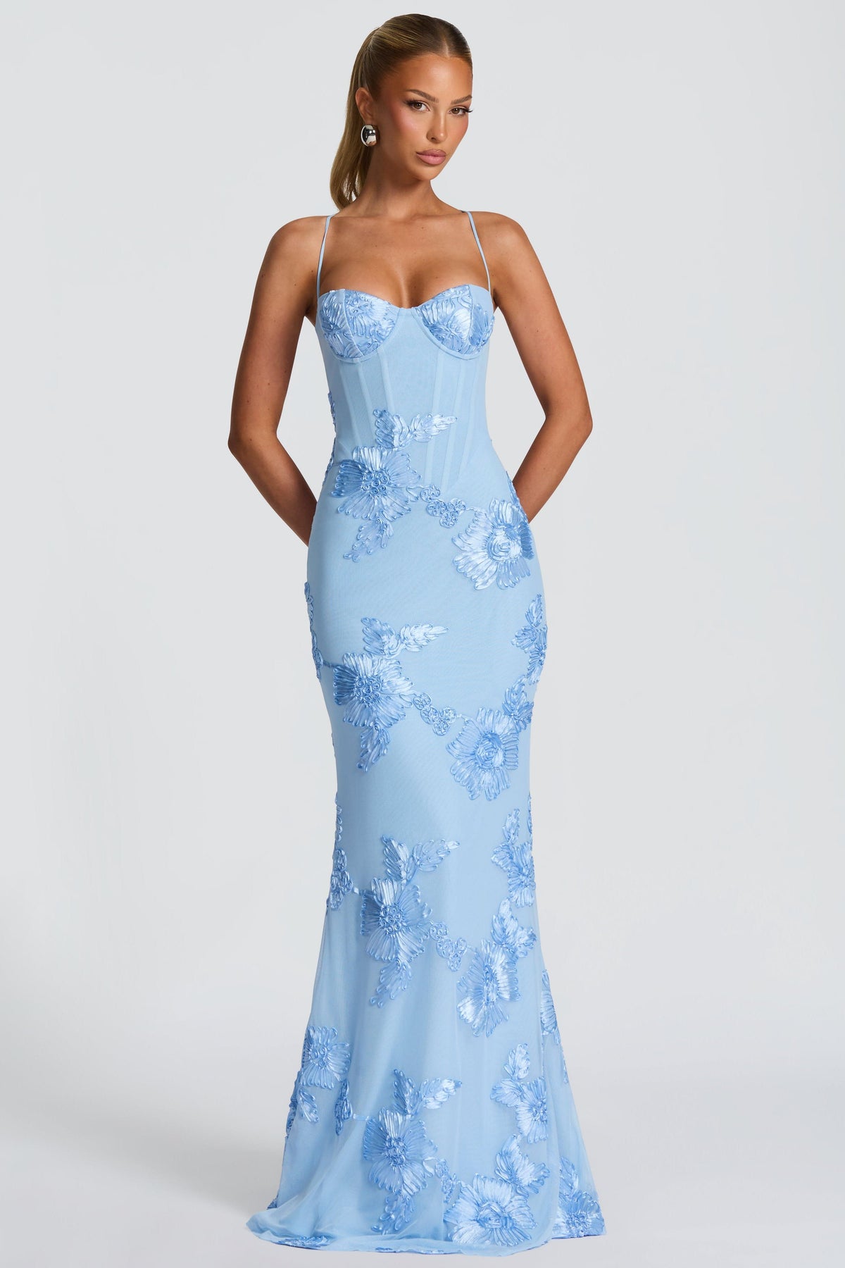 Mesh Embroidered Slip Midi Dress