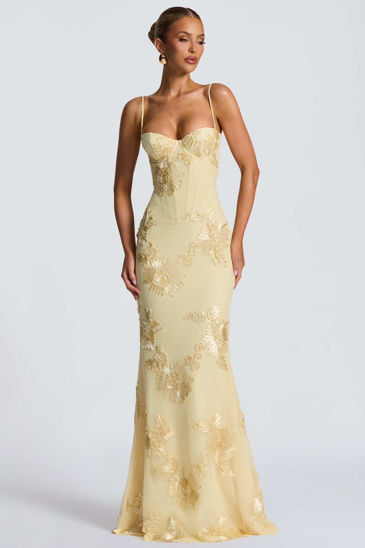 Mesh Embroidered Slip Midi Dress