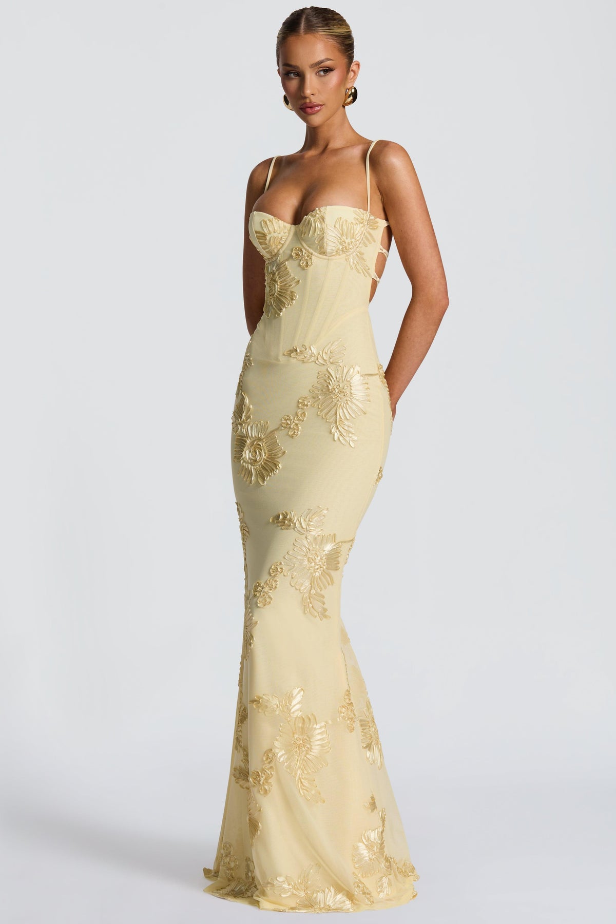 Mesh Embroidered Slip Midi Dress