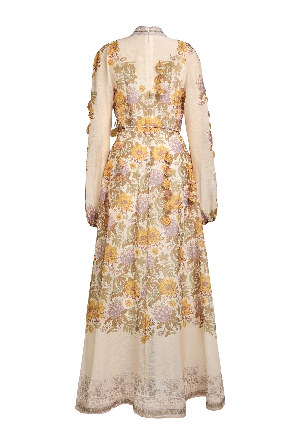 Floral Beaded Single Breasted Maxi Dress