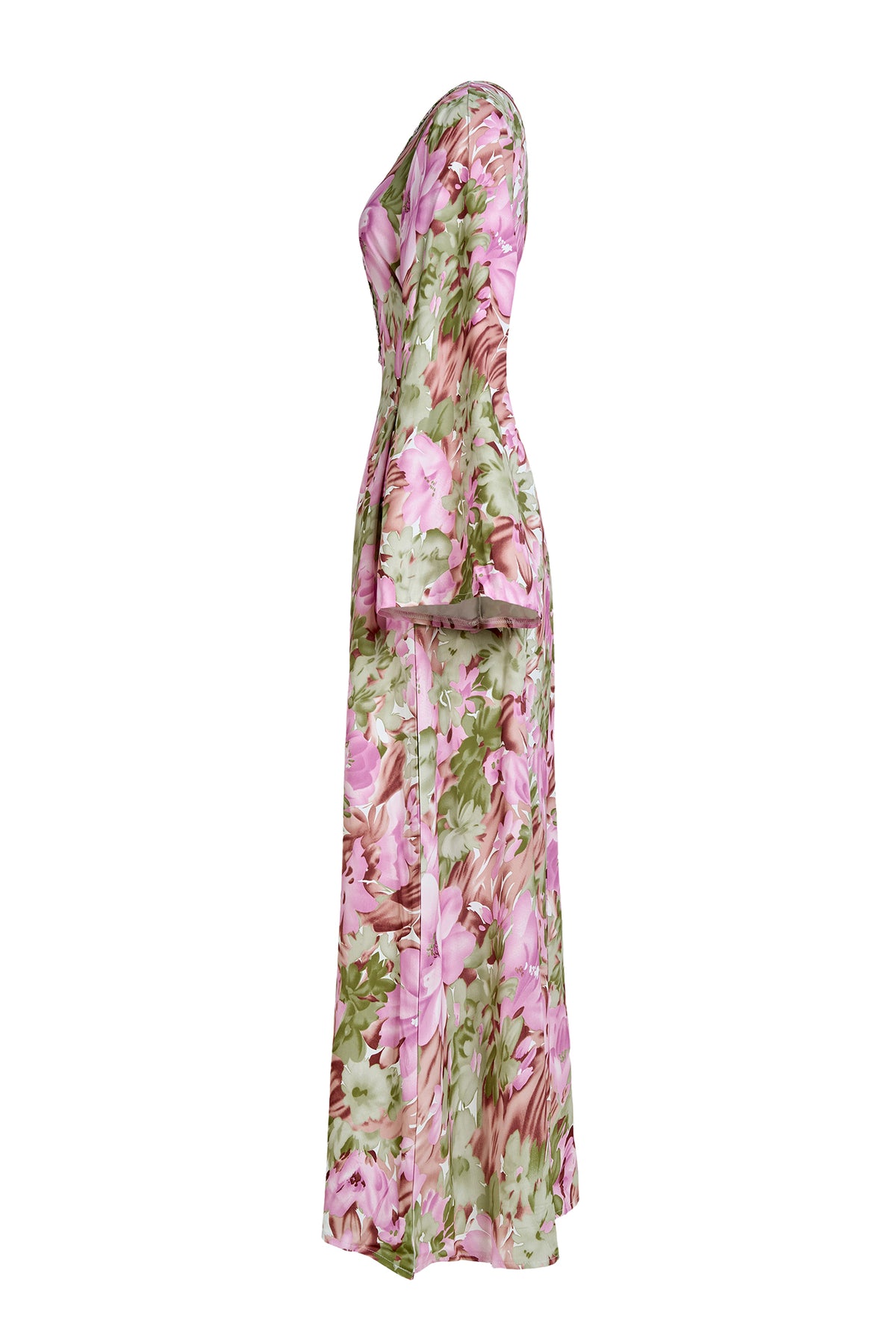 Floral Embroidered Bell Sleeve Midi Dress