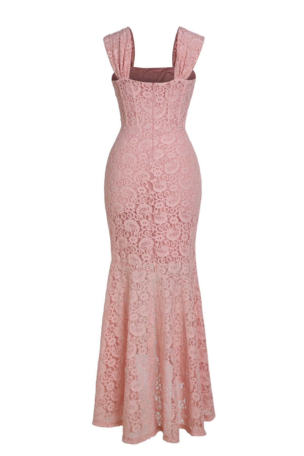 Solid Lace Gathering Midi Dress