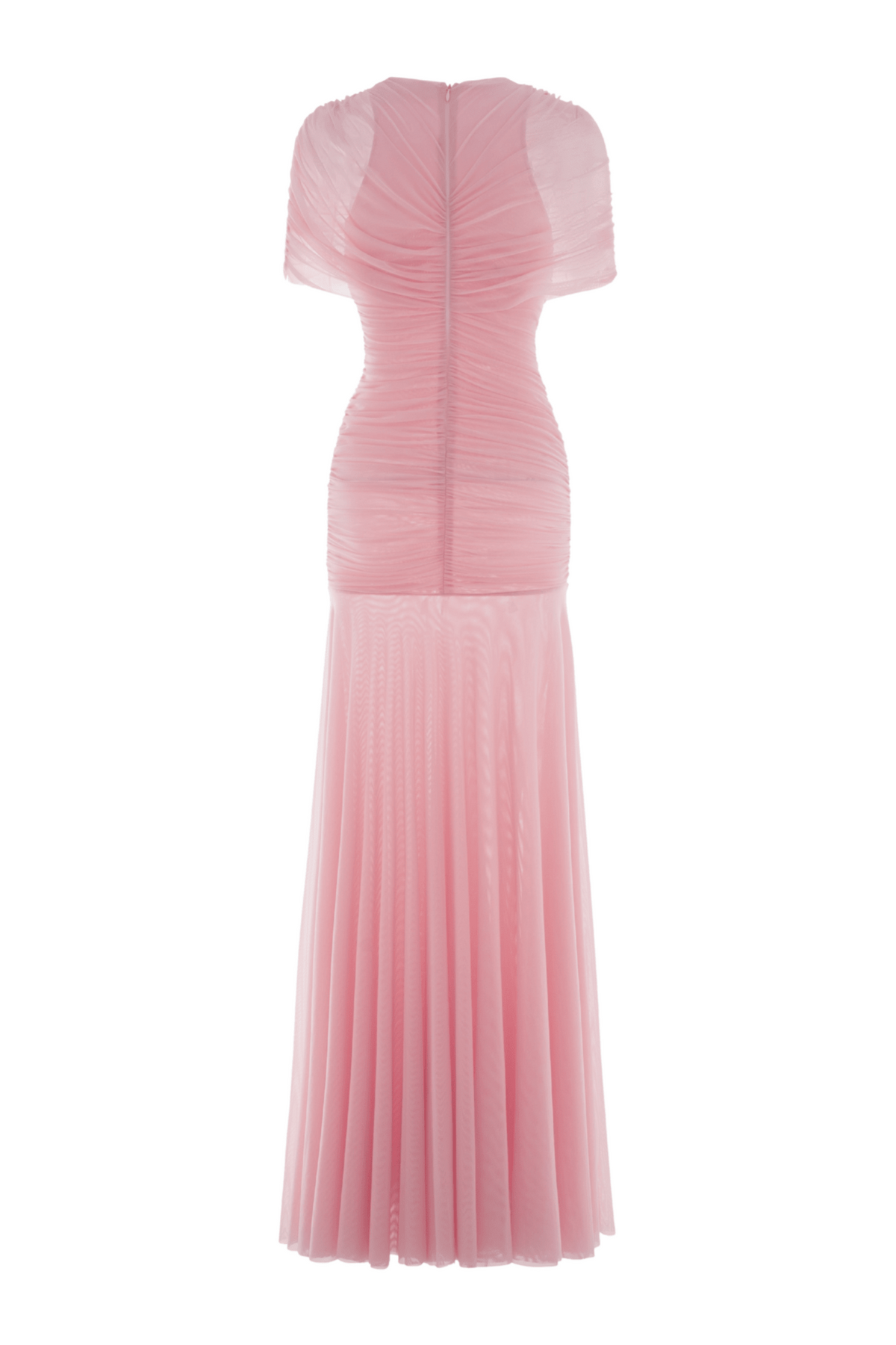 Gathering Solid Cape Sleeve Maxi Dress