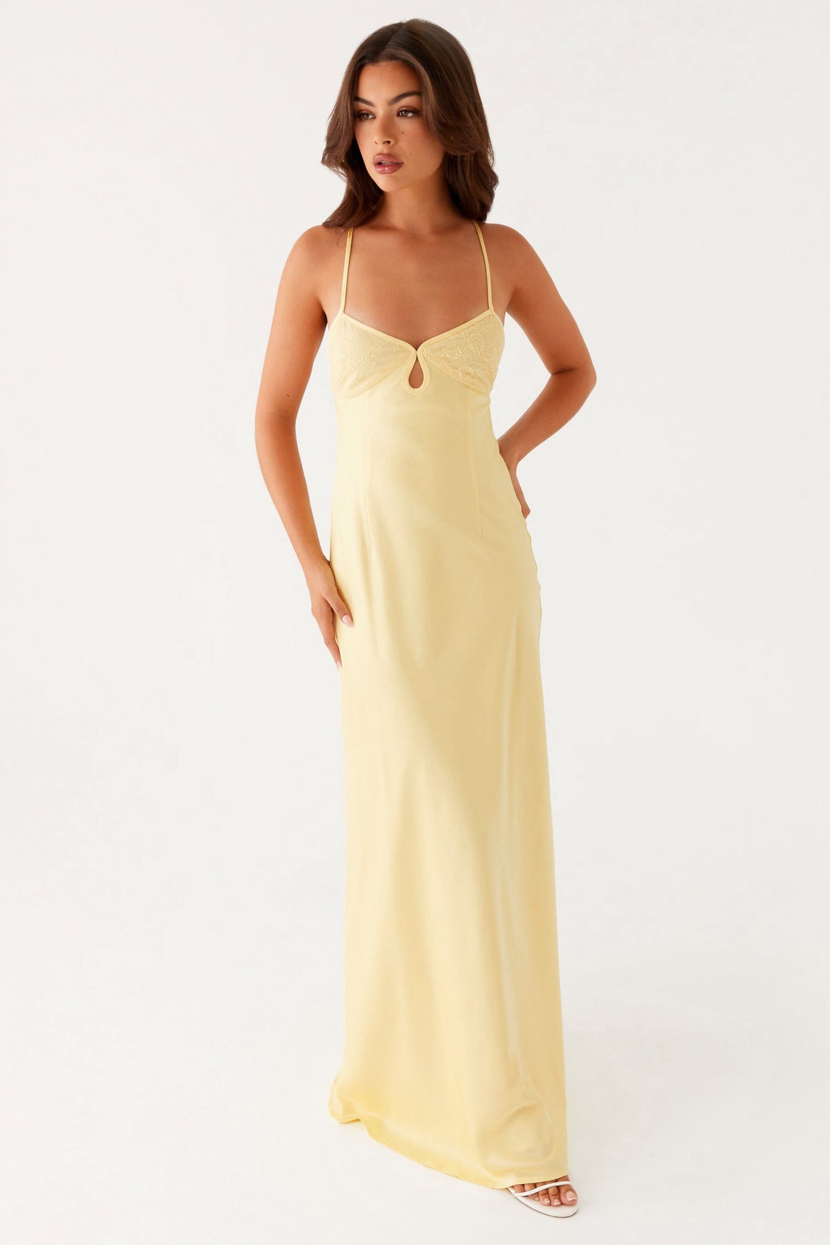Lace Backless Maxi Dress With Sash