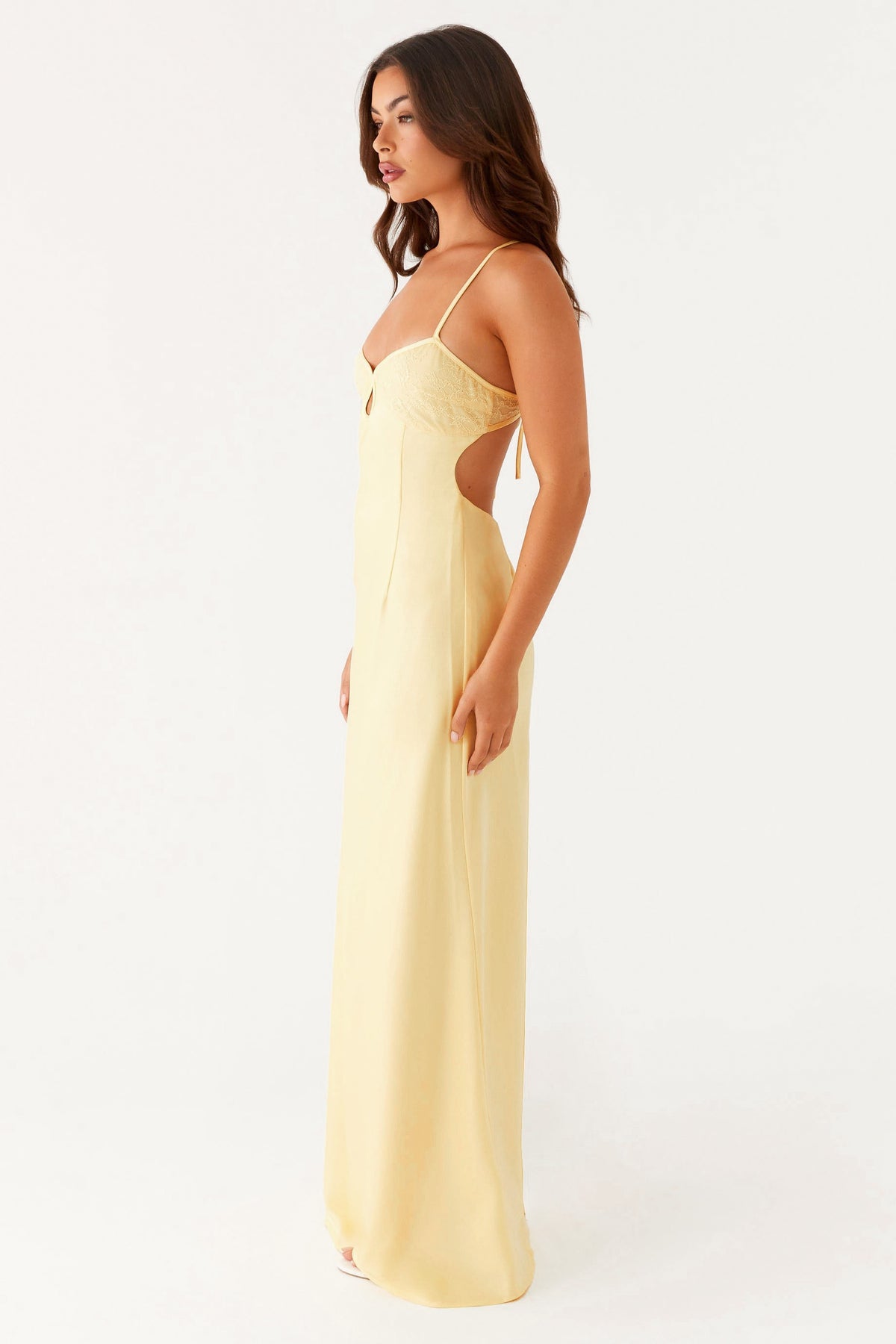 Lace Backless Maxi Dress With Sash