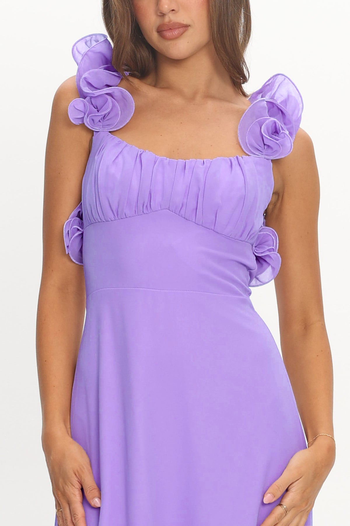 Drawstring Gathering A-Line Midi Dress