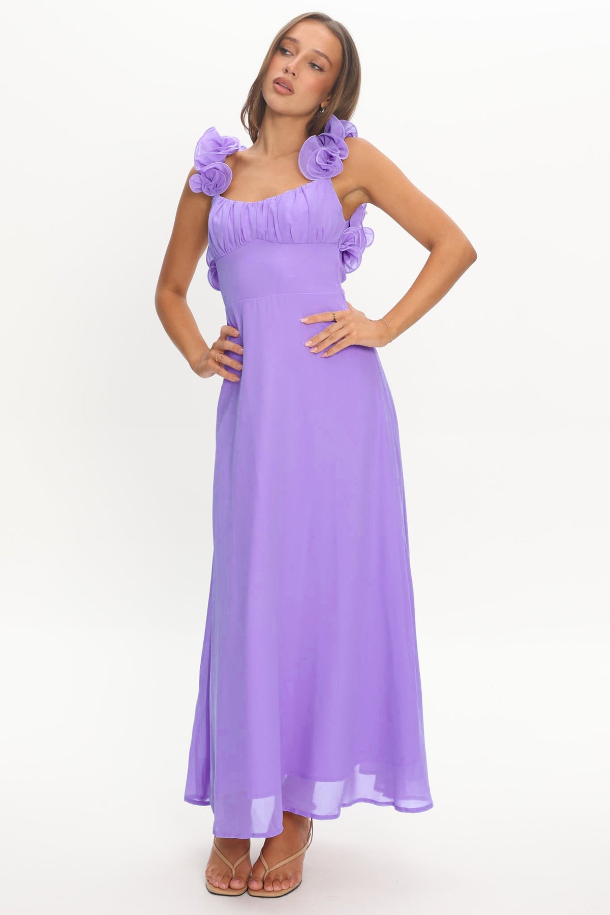 Drawstring Gathering A-Line Midi Dress