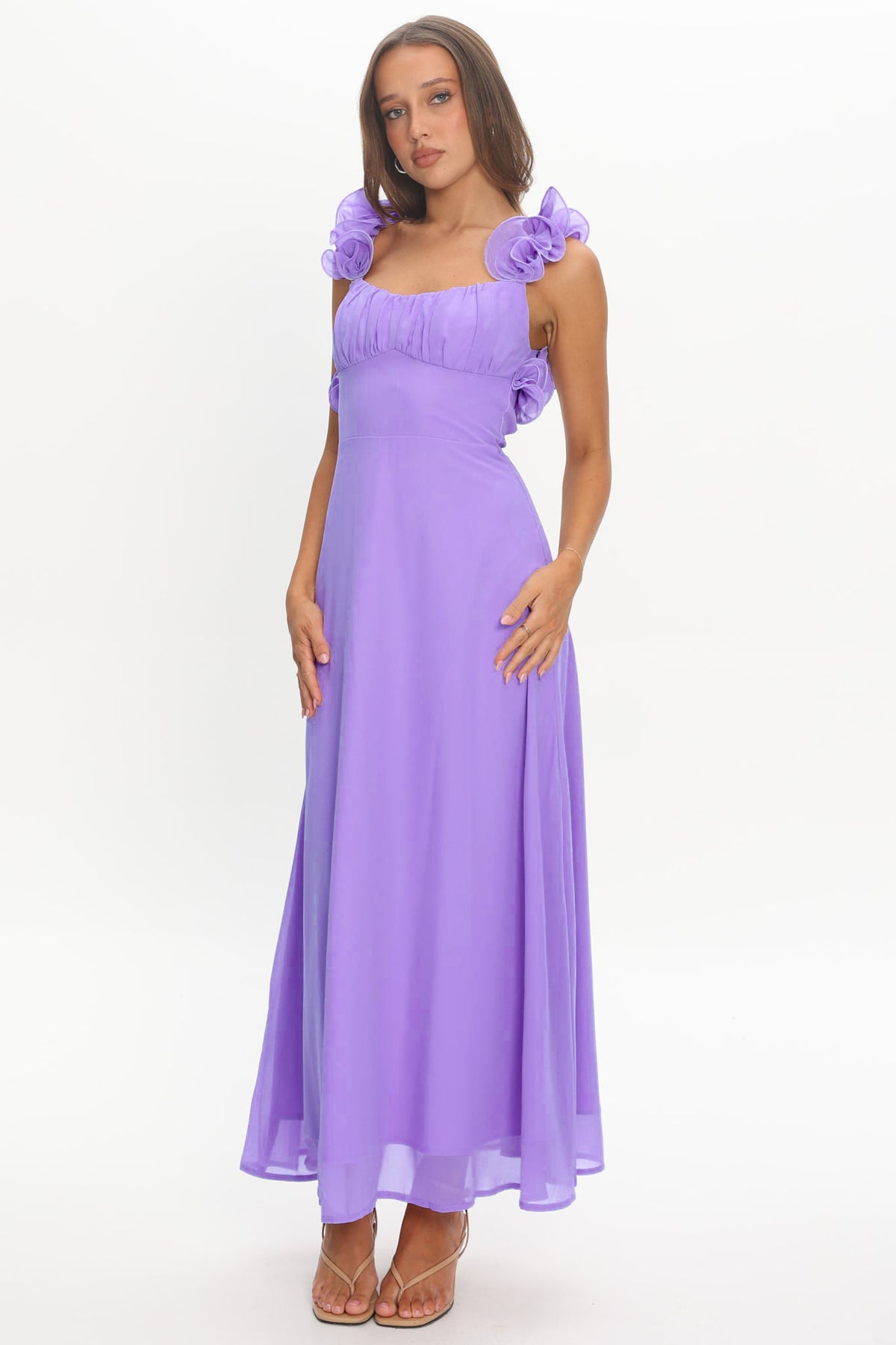 Drawstring Gathering A-Line Midi Dress