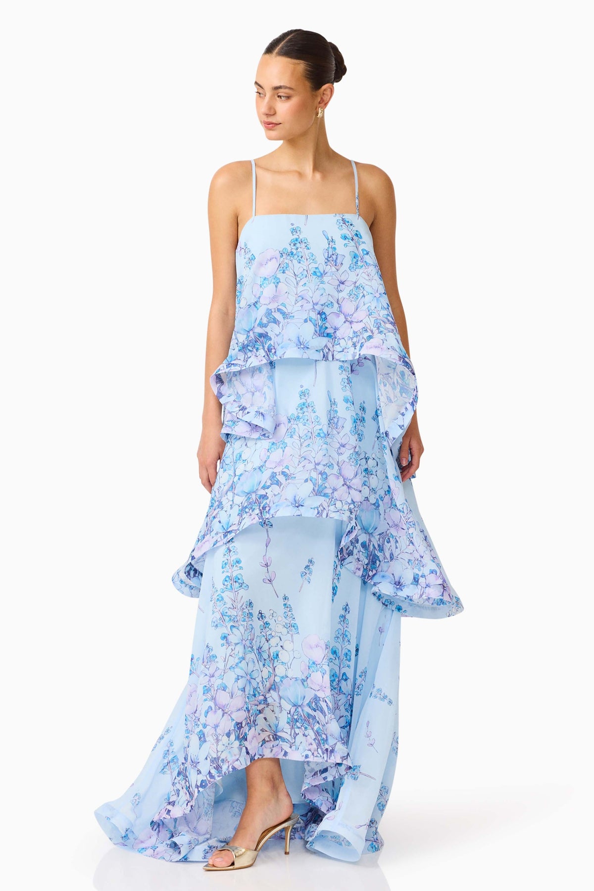 Floral Ruffle Slip Midi Dress