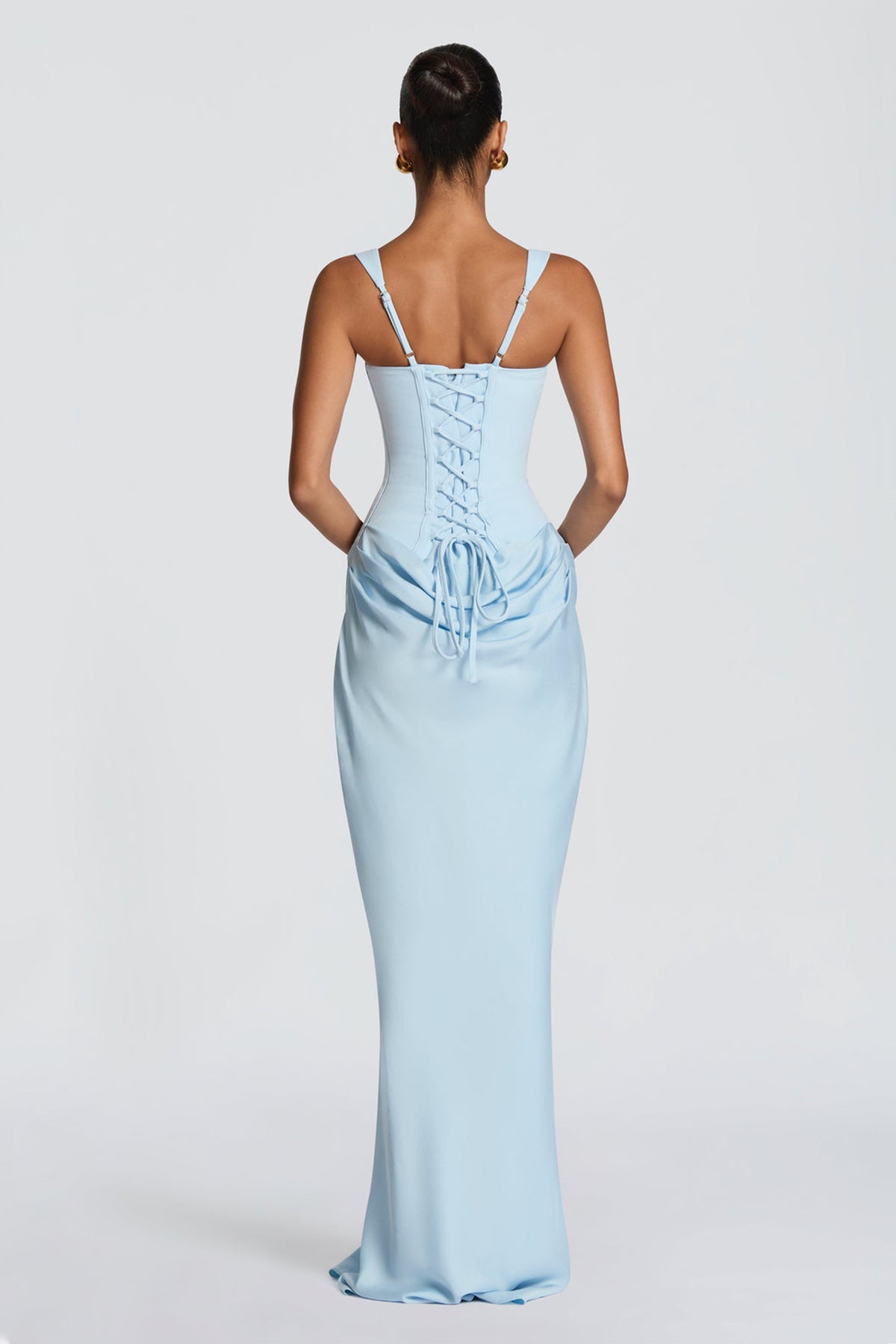 Satin Splicing Ruched Maxi Dress