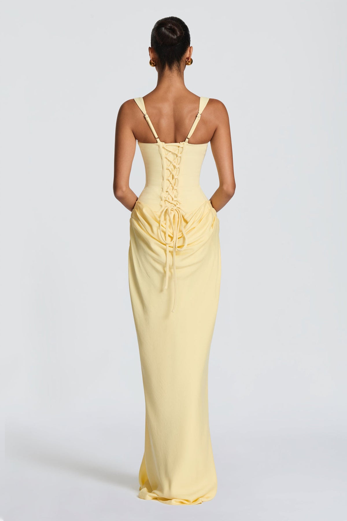 Satin Splicing Ruched Maxi Dress