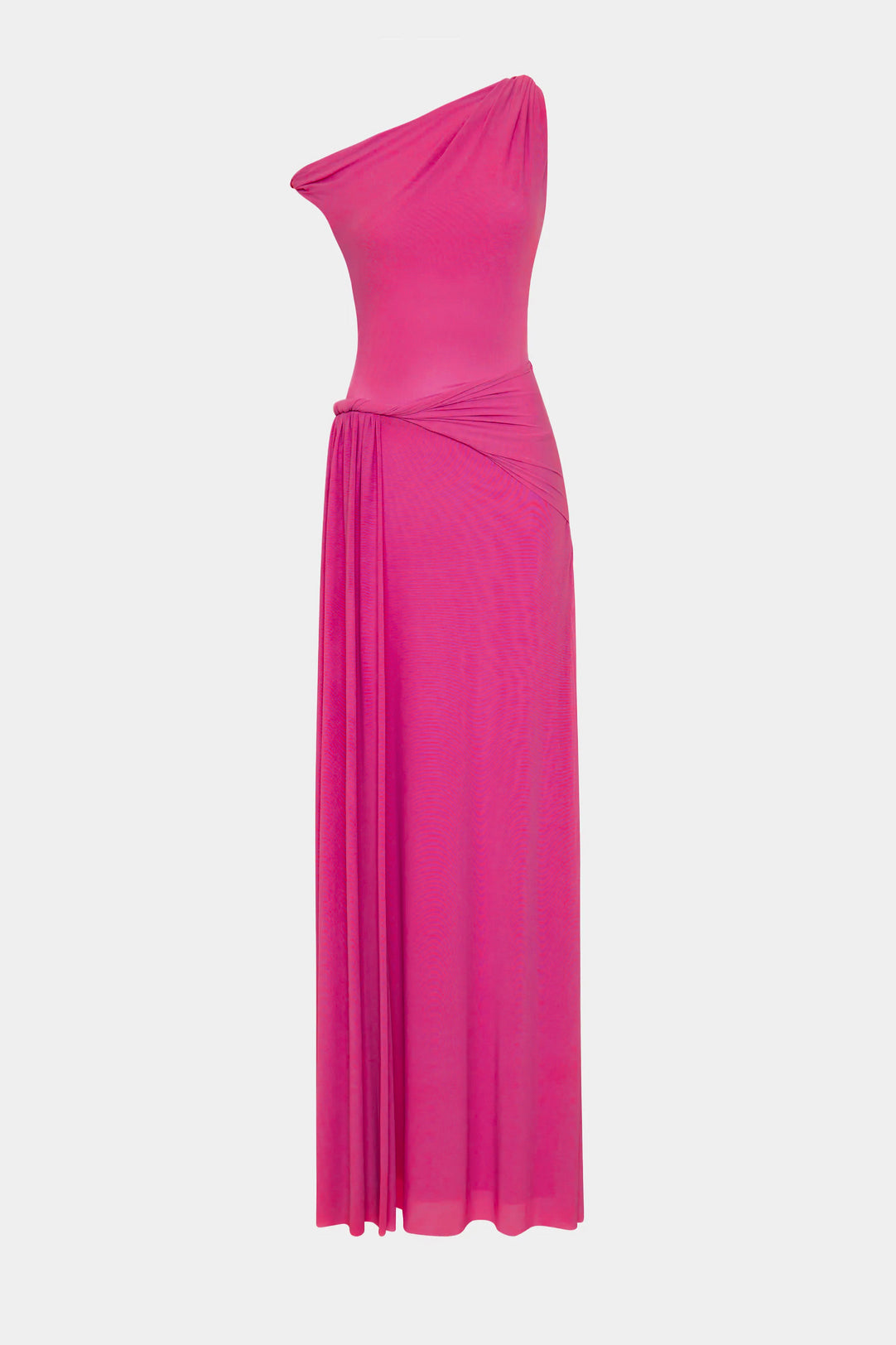 Knotted One Shoulder Ruched Maxi Dress