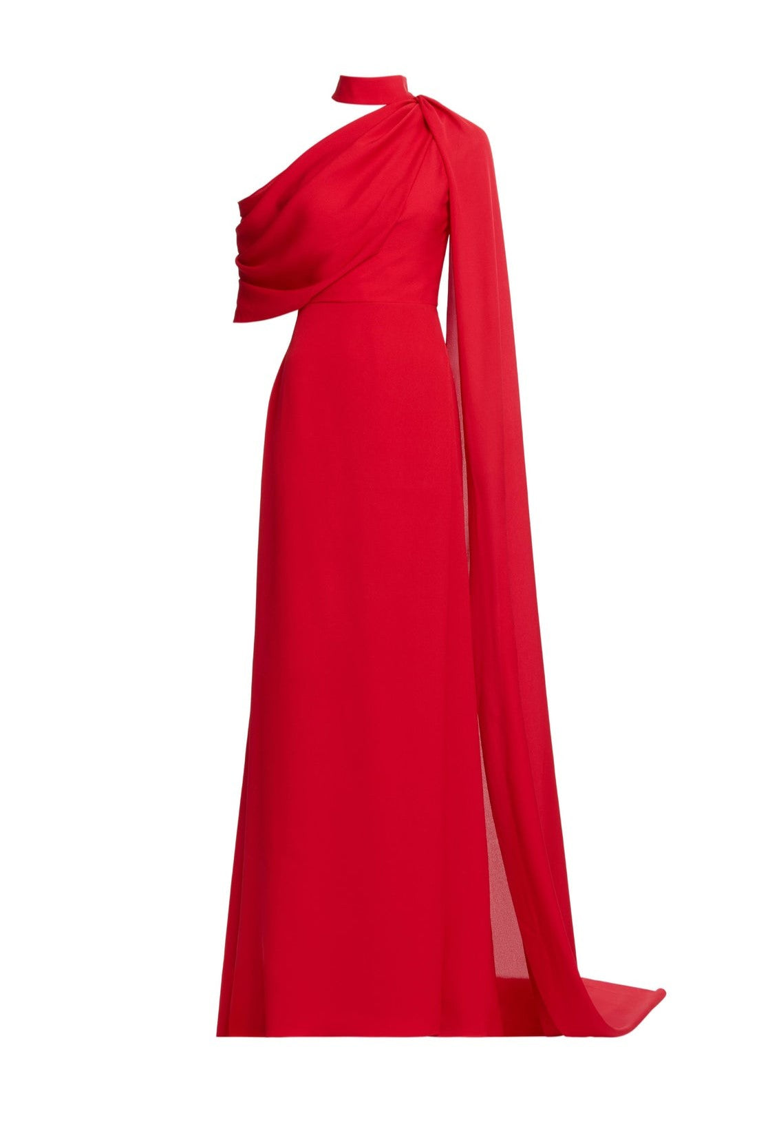 Solid Cape Sleeve Slit Maxi Dress