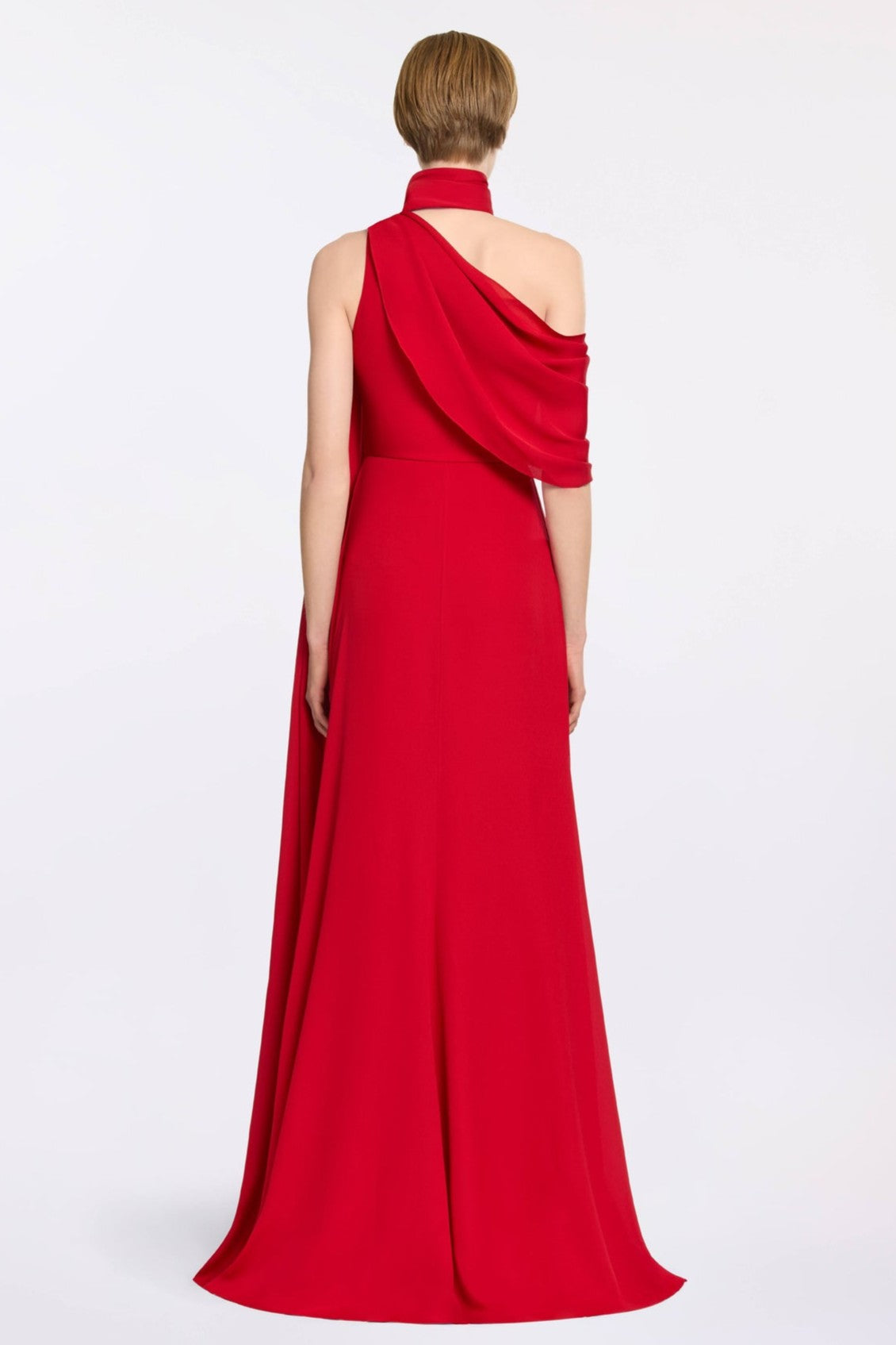 Solid Cape Sleeve Slit Maxi Dress