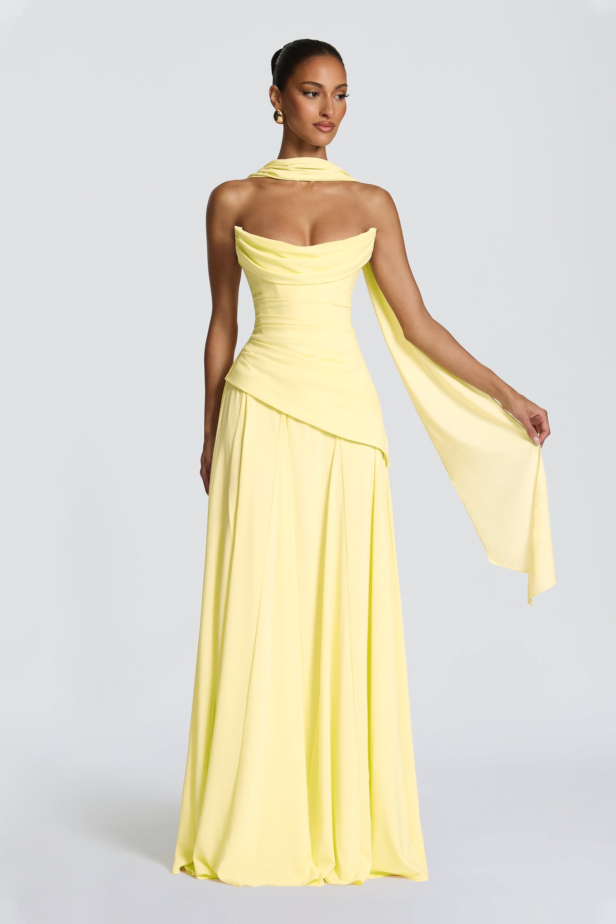 Solid Off-Shoulder Tie-Up Maxi Dress