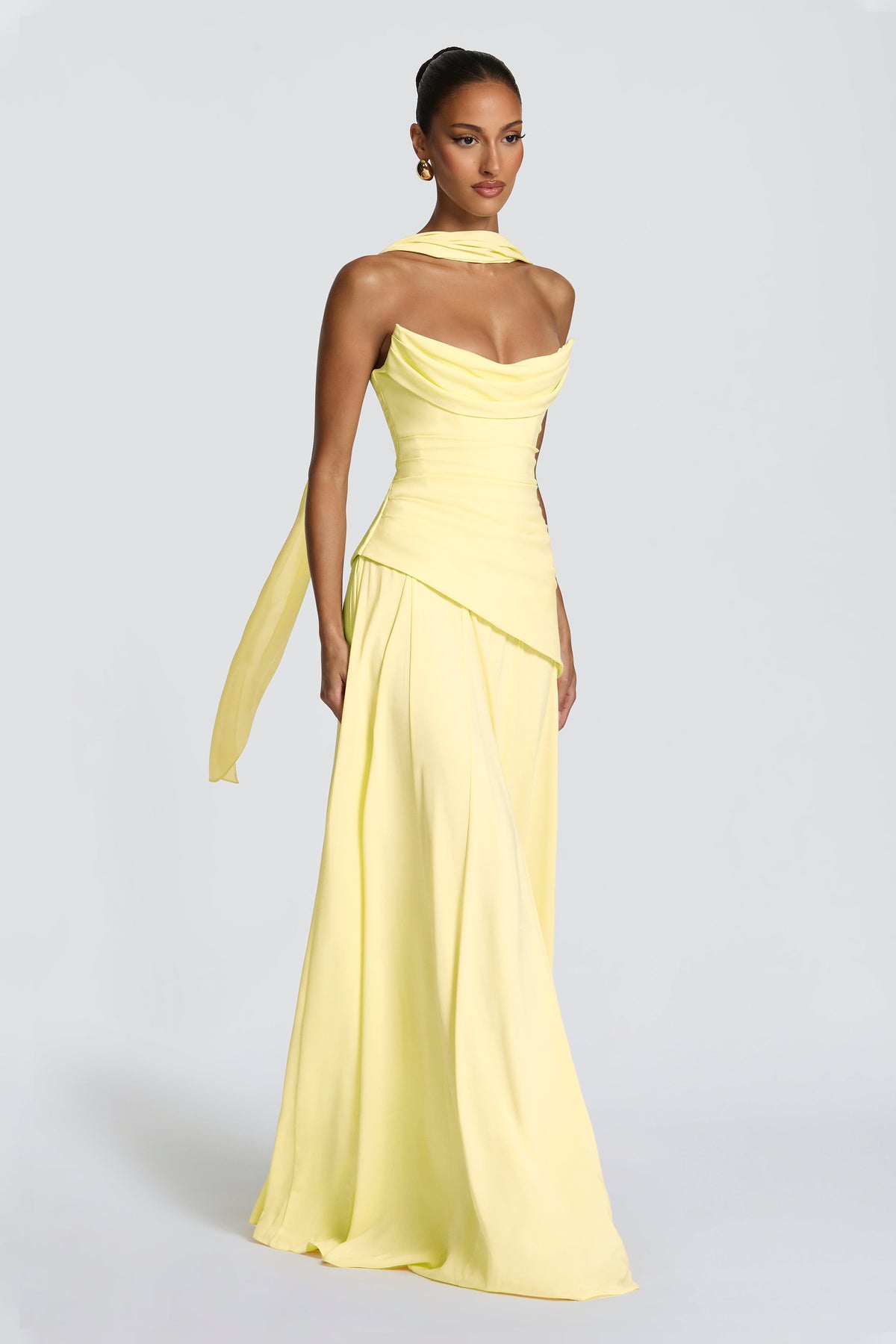 Solid Off-Shoulder Tie-Up Maxi Dress
