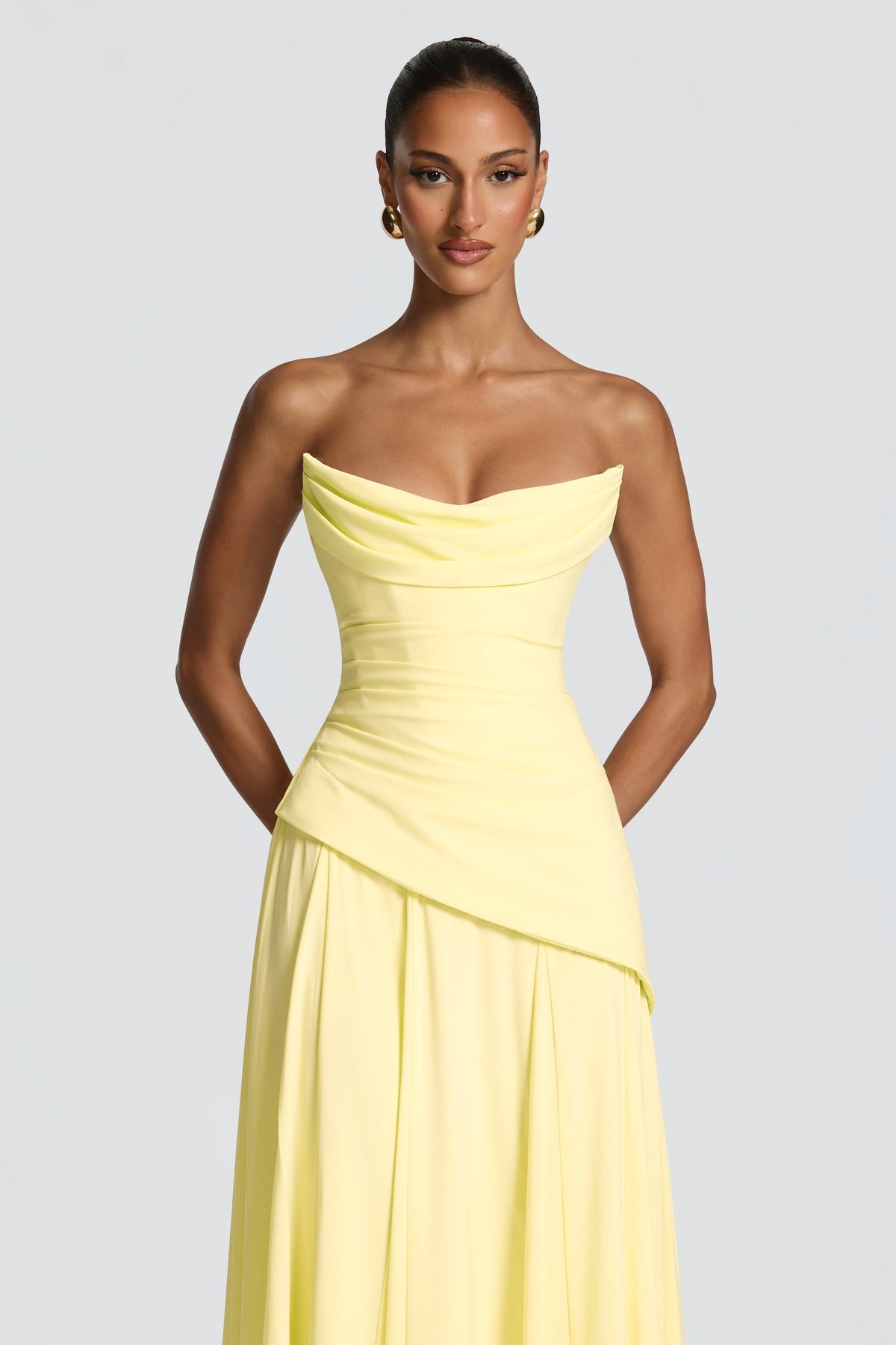 Solid Off-Shoulder Tie-Up Maxi Dress