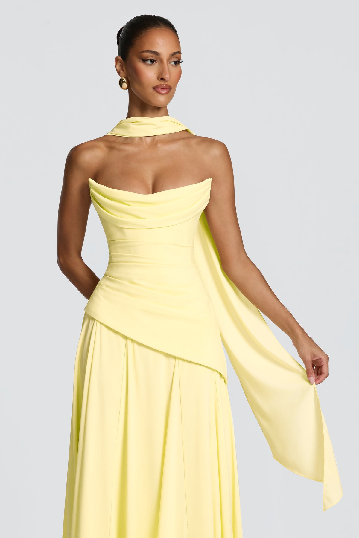 Solid Off-Shoulder Tie-Up Maxi Dress