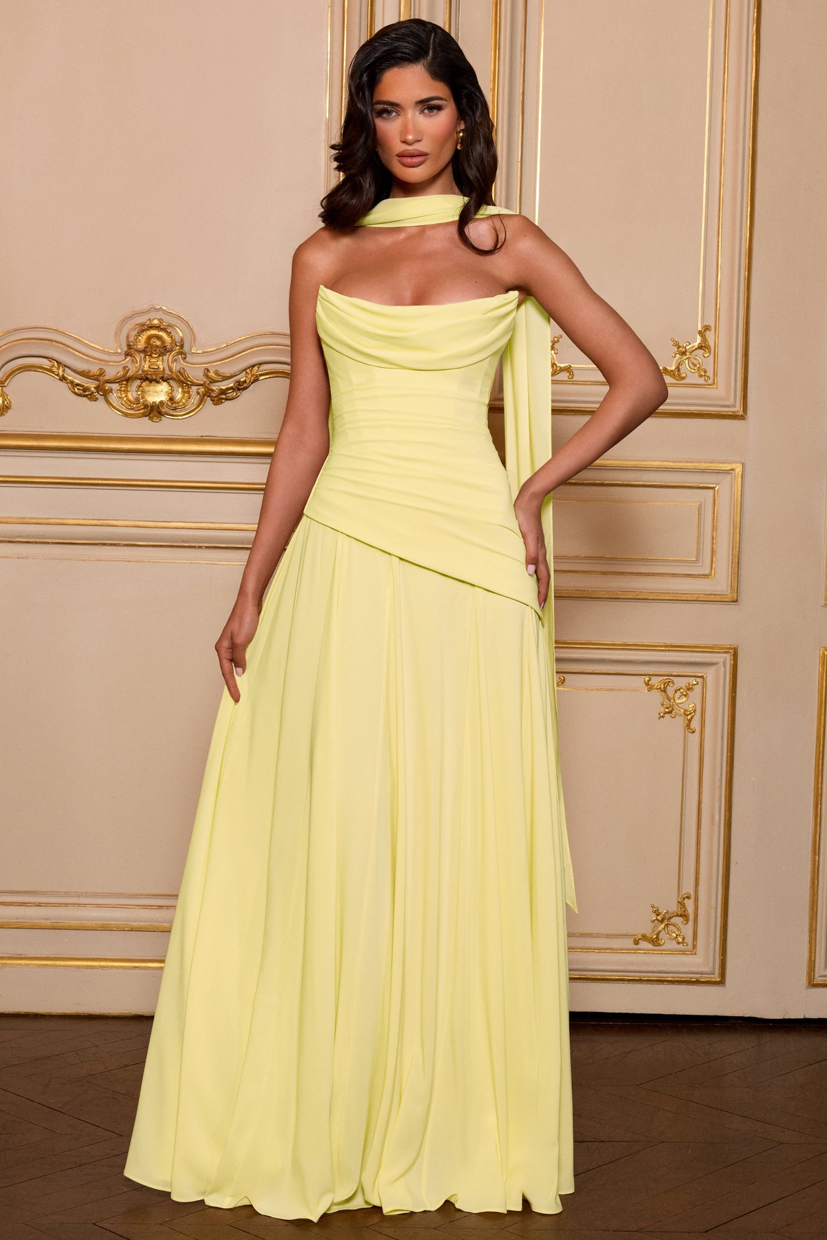 Solid Off-Shoulder Tie-Up Maxi Dress