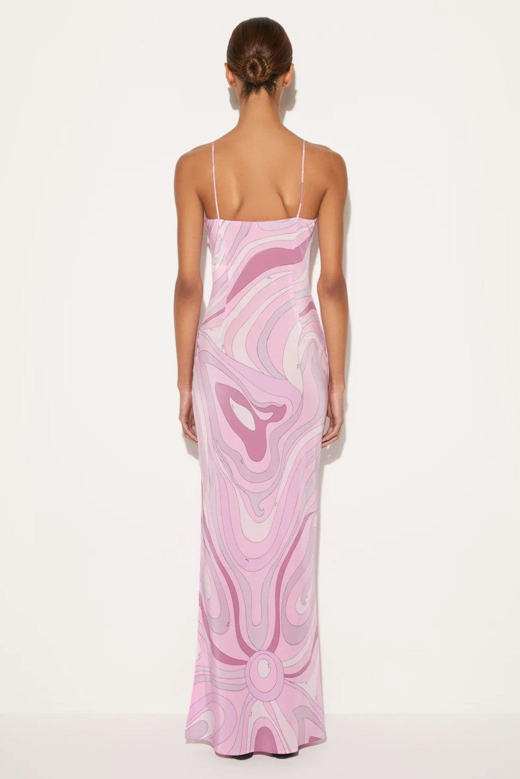 Satin Abstract Print  Slip Maxi Dress