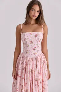 Floral Gathering Slip Midi Dress