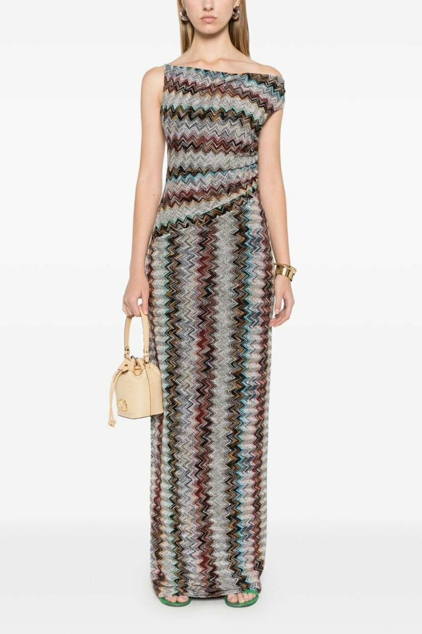 Zigzag One Shoulder Maxi Dress