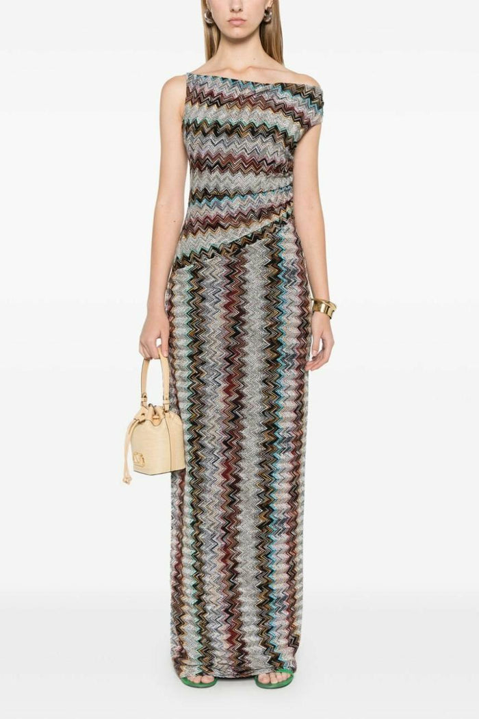 Zigzag One Shoulder Maxi Dress