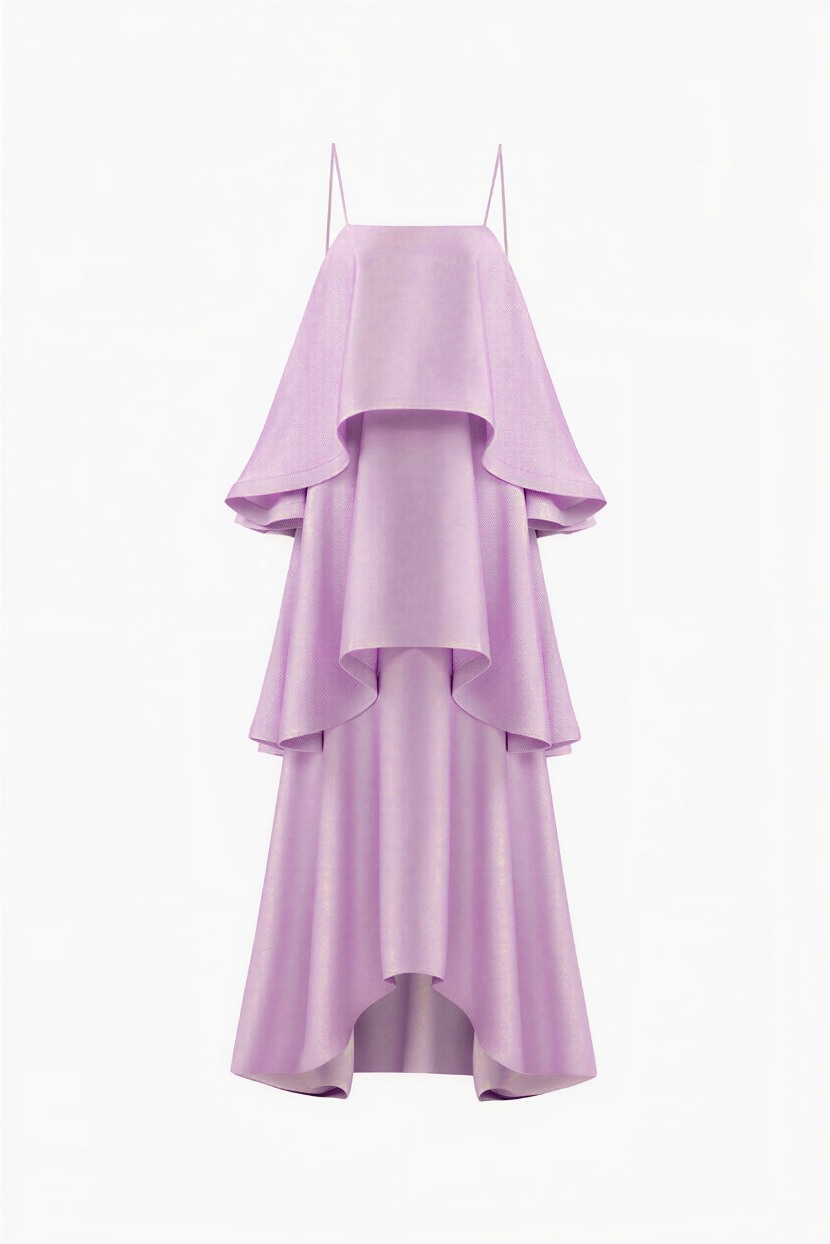 Satin Multi Layer Ruffled Maxi Dress