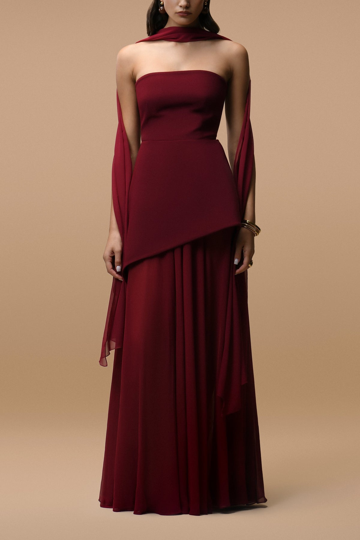 Solid Off-Shoulder Tie-Up Maxi Dress