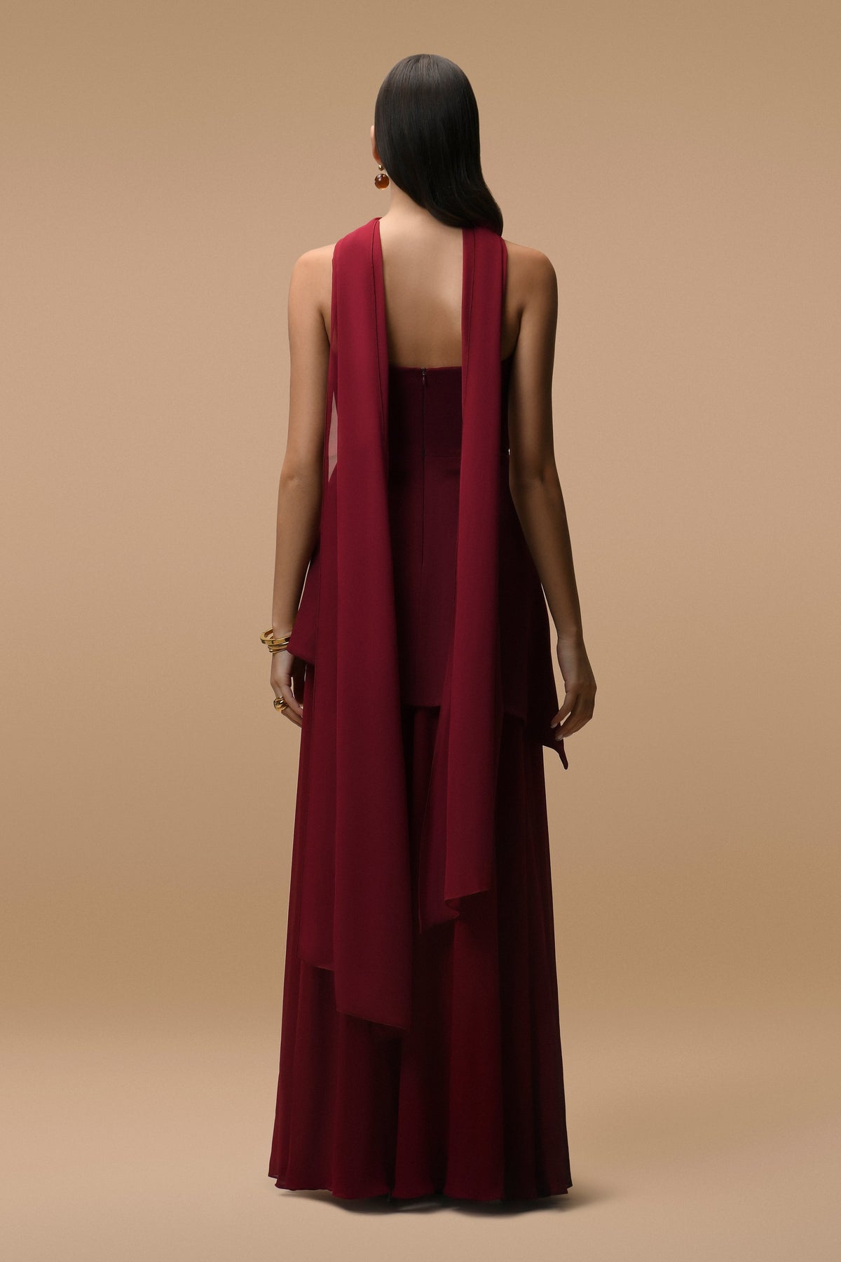 Solid Off-Shoulder Tie-Up Maxi Dress