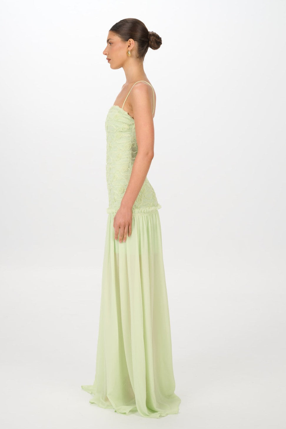 Chiffon 3D Flower Slip Maxi Dress