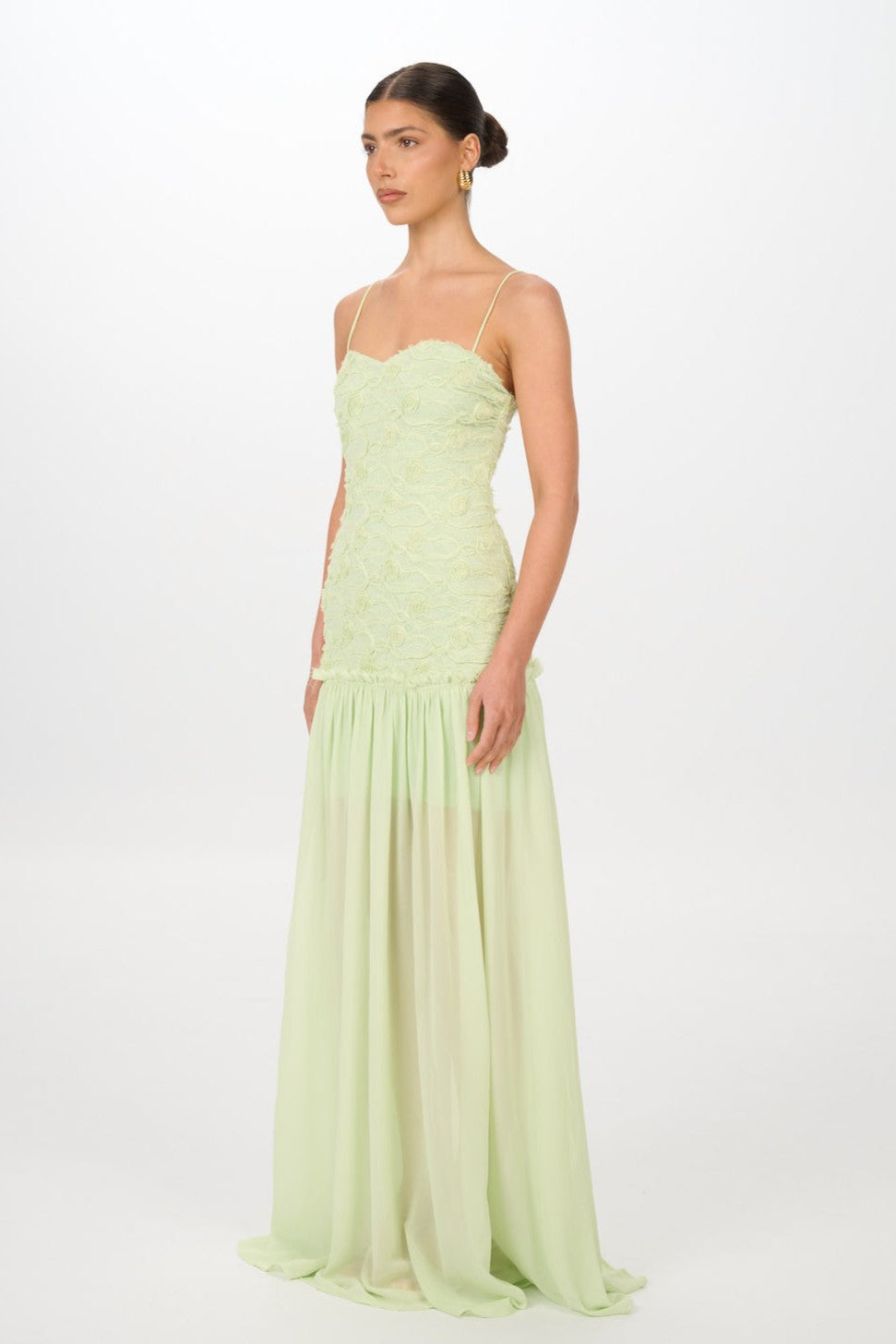 Chiffon 3D Flower Slip Maxi Dress