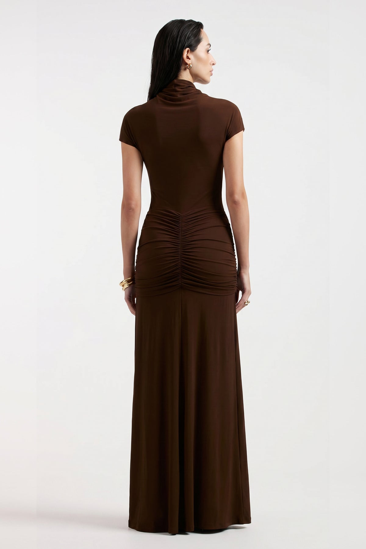 Jersey Cut-Out Ruched Maxi Dress