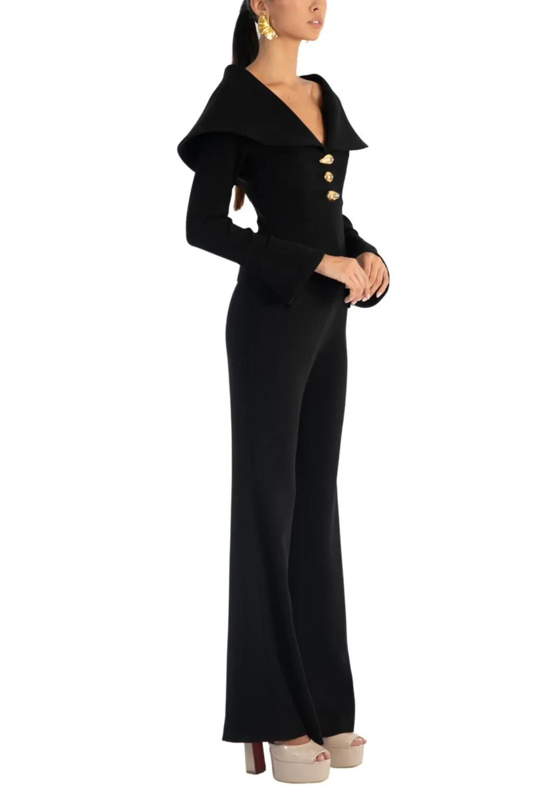 Metal Button Bell Sleeve Top & High Waist Pants Set