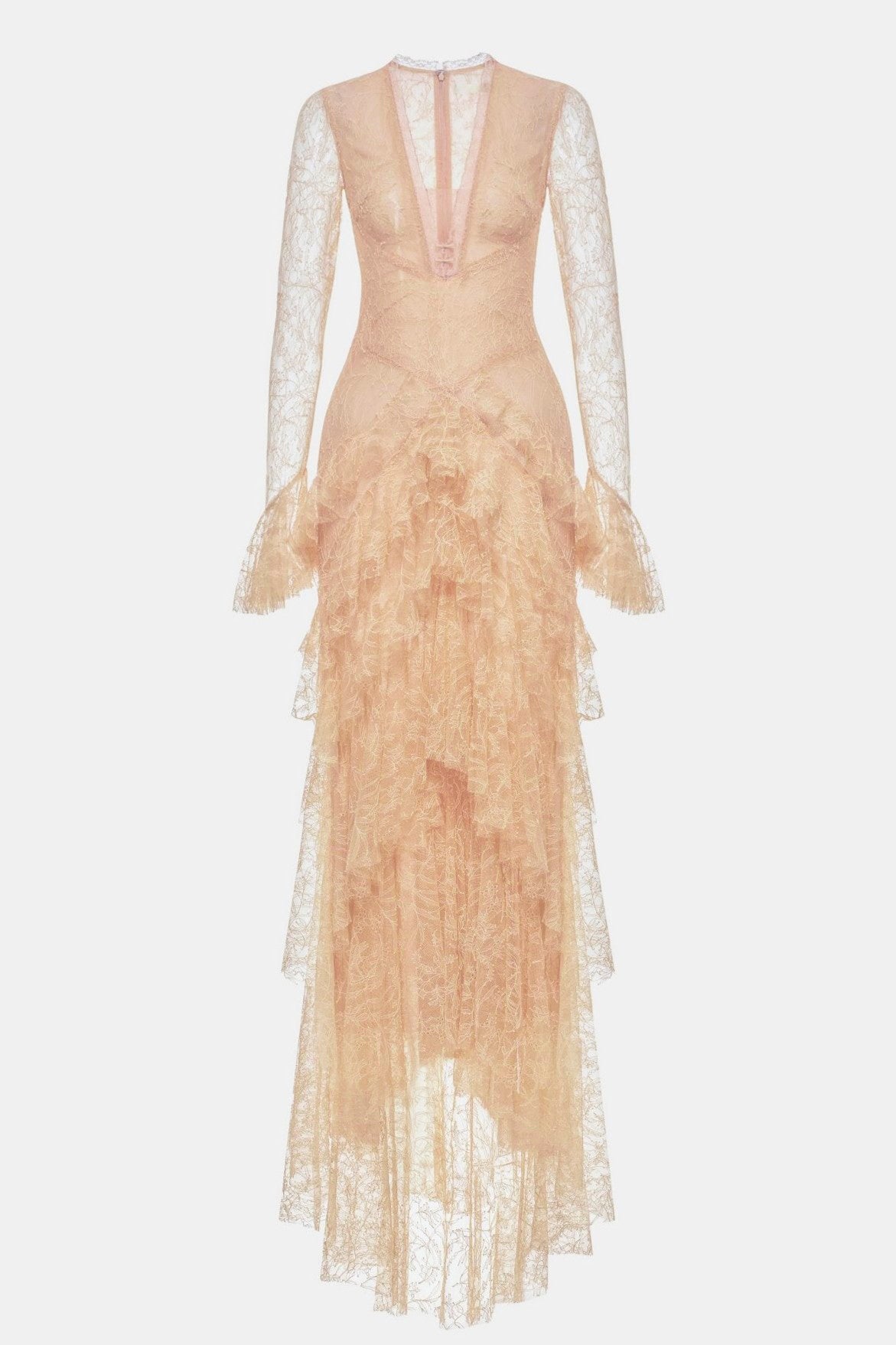 Lace Ruffle Bell Sleeve Maxi Dress