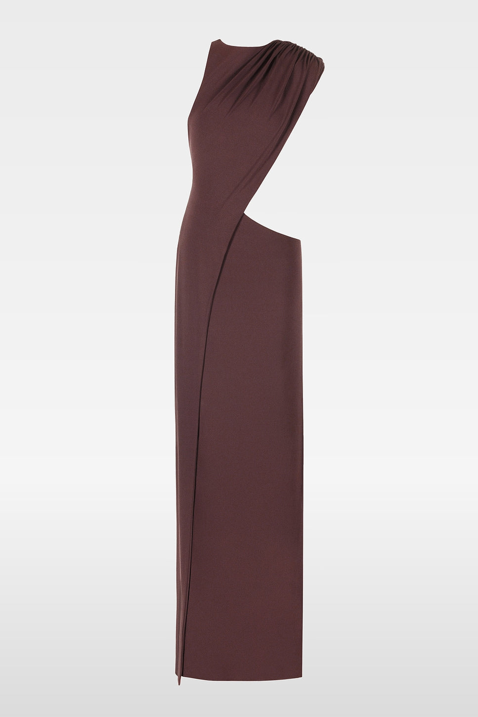 Jersey Asymmetrical Gathering Maxi Dress