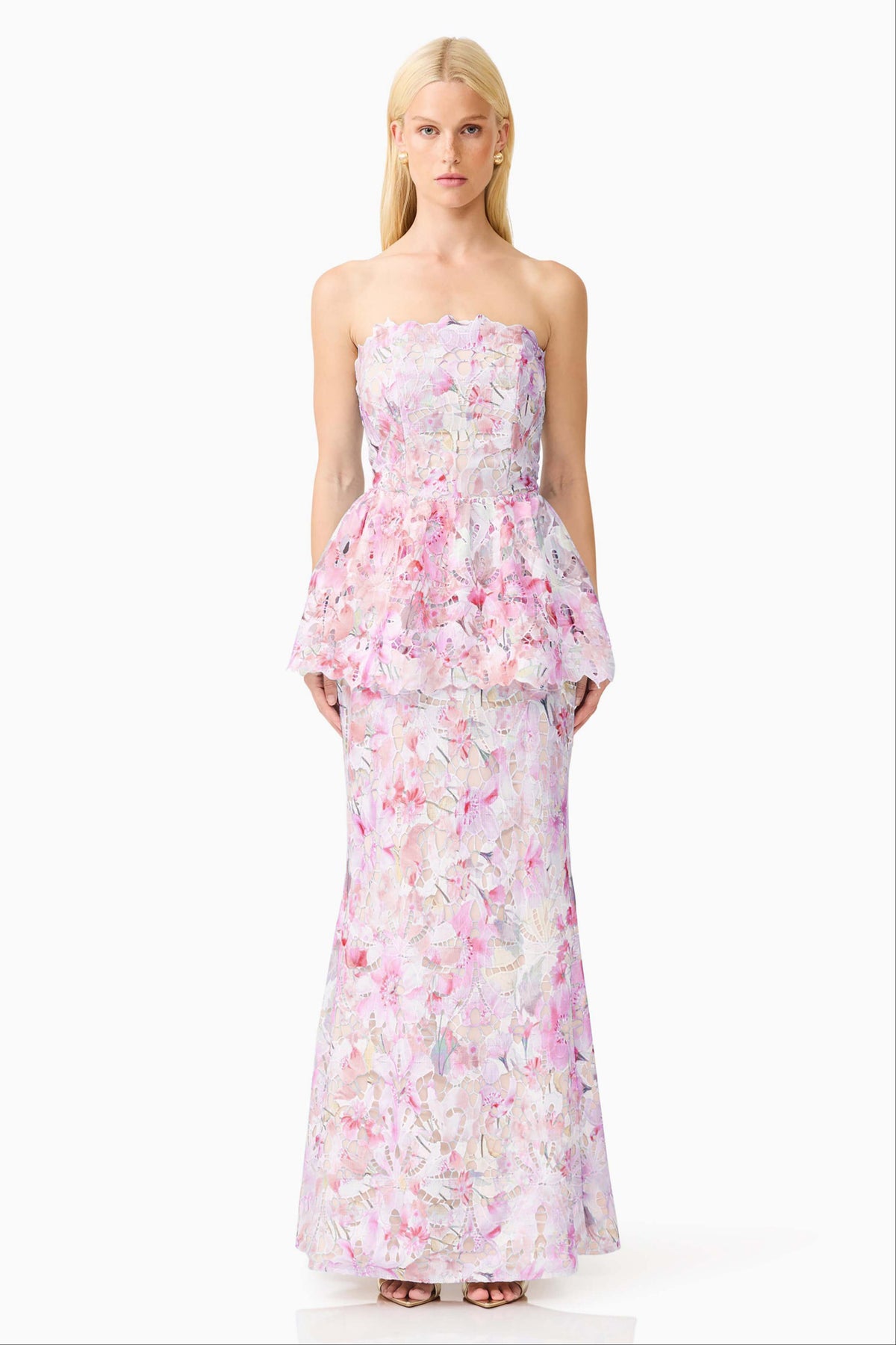 Lace Ruffle Off Shoulder Midi Dress
