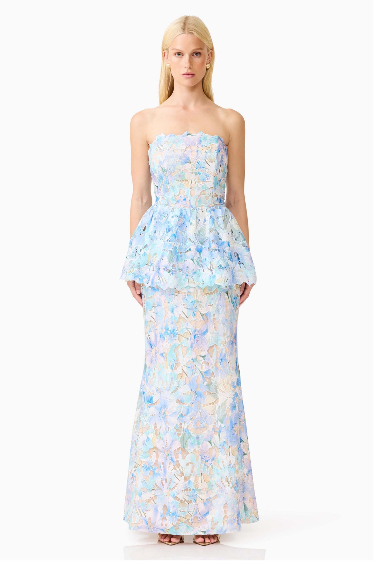 Lace Ruffle Off Shoulder Midi Dress