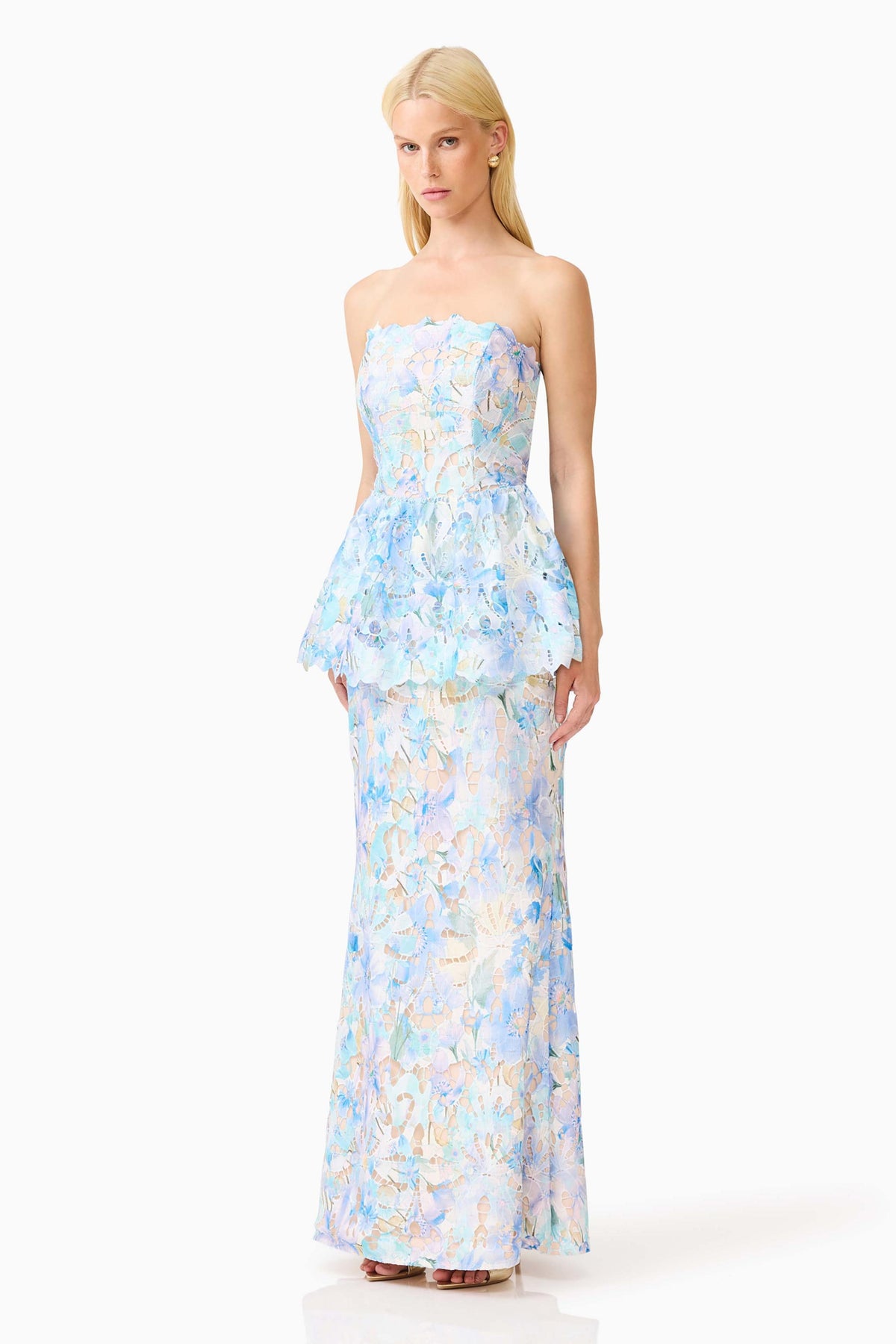 Lace Ruffle Off Shoulder Midi Dress