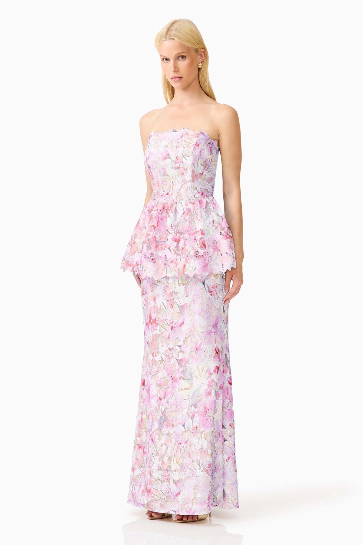 Lace Ruffle Off Shoulder Midi Dress