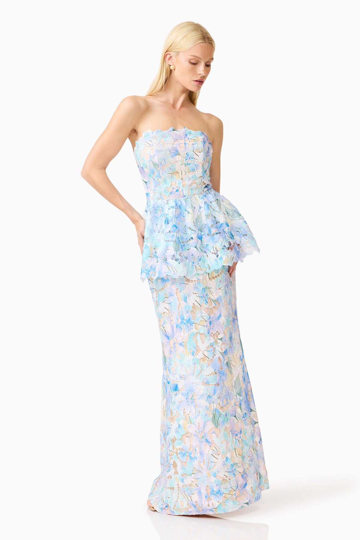 Lace Ruffle Off Shoulder Midi Dress